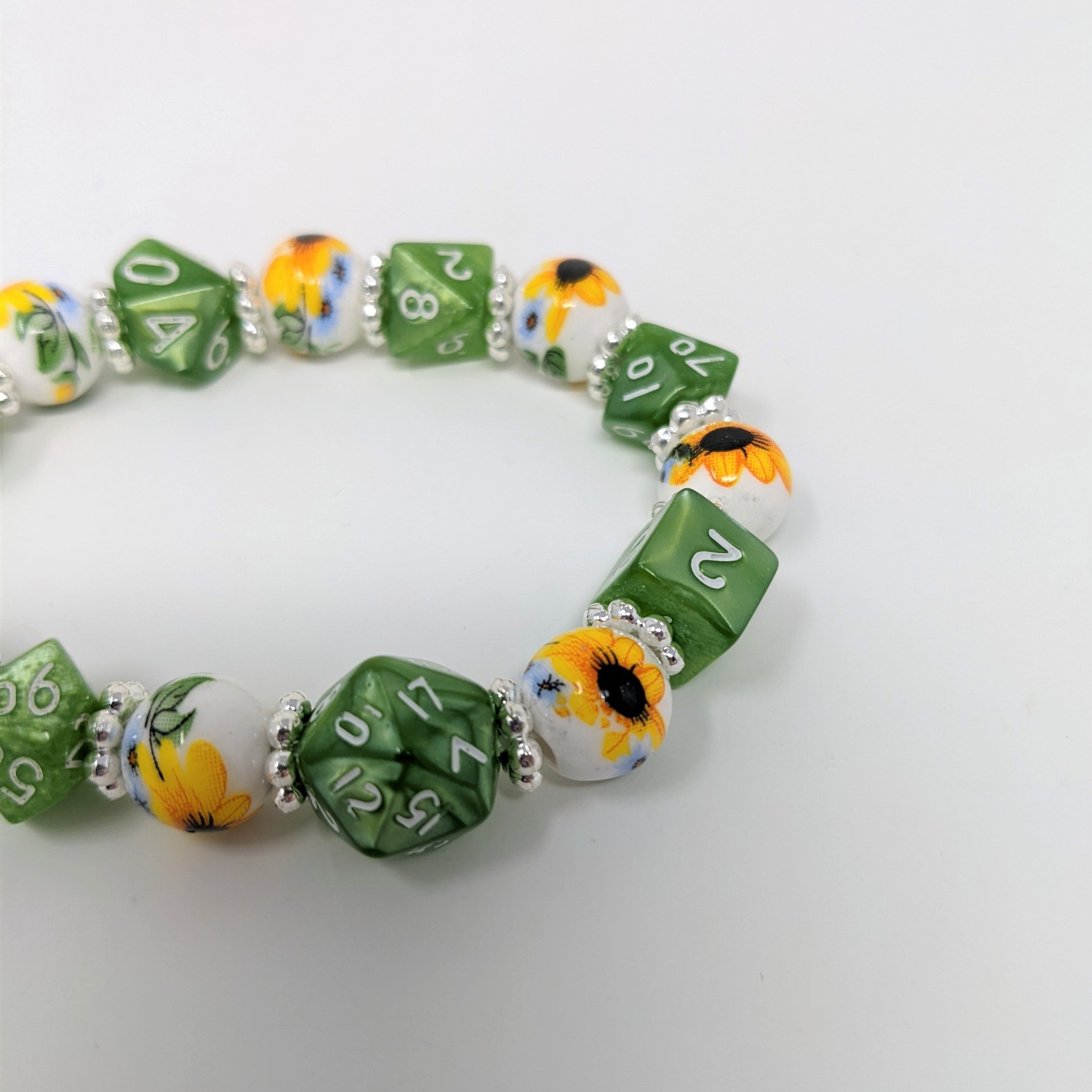 Sunflowers Yellow and Green Flowers Dice Bracelet