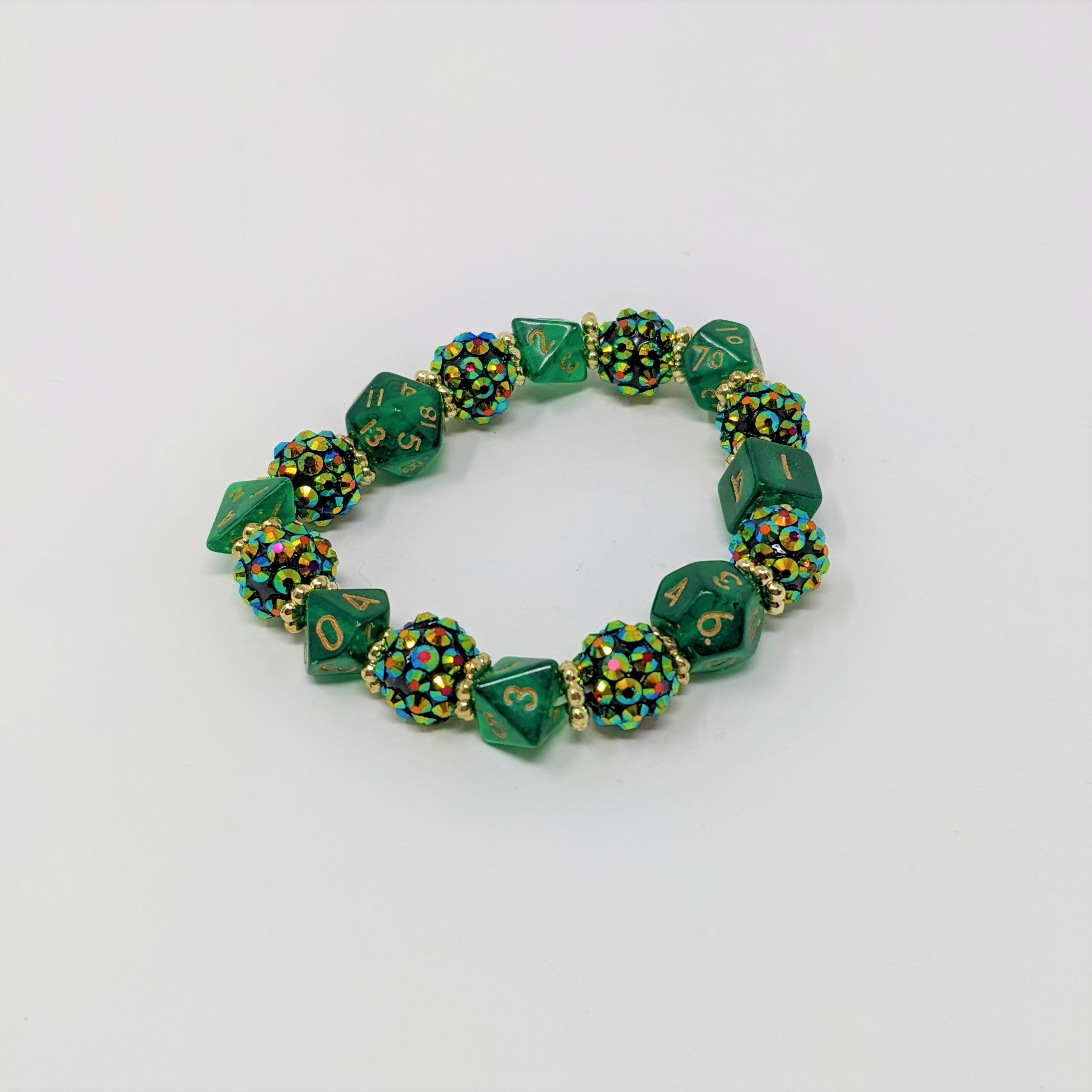 Green Rhinestones Dice Bracelet