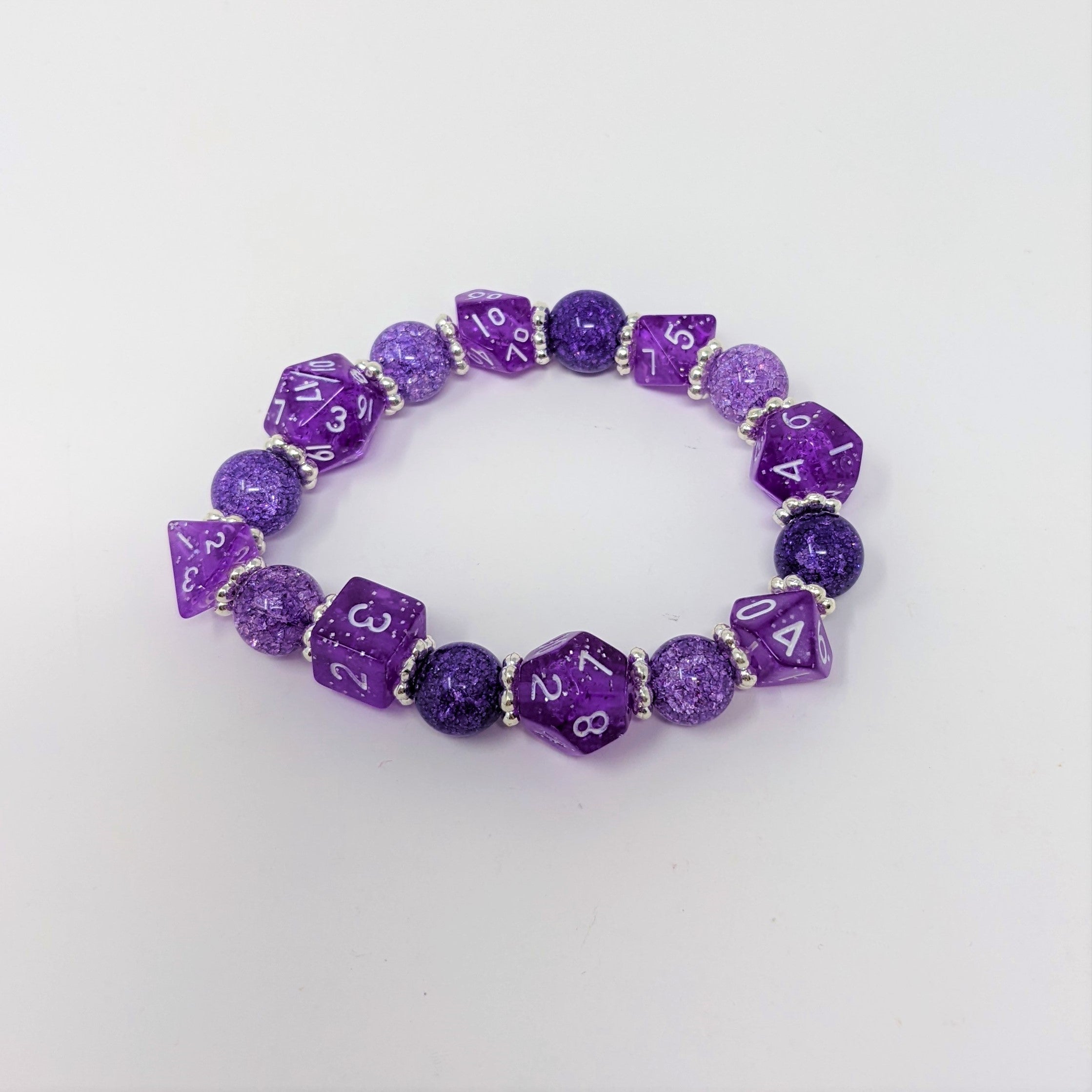 Purple Crackle Beads Dice Bracelet